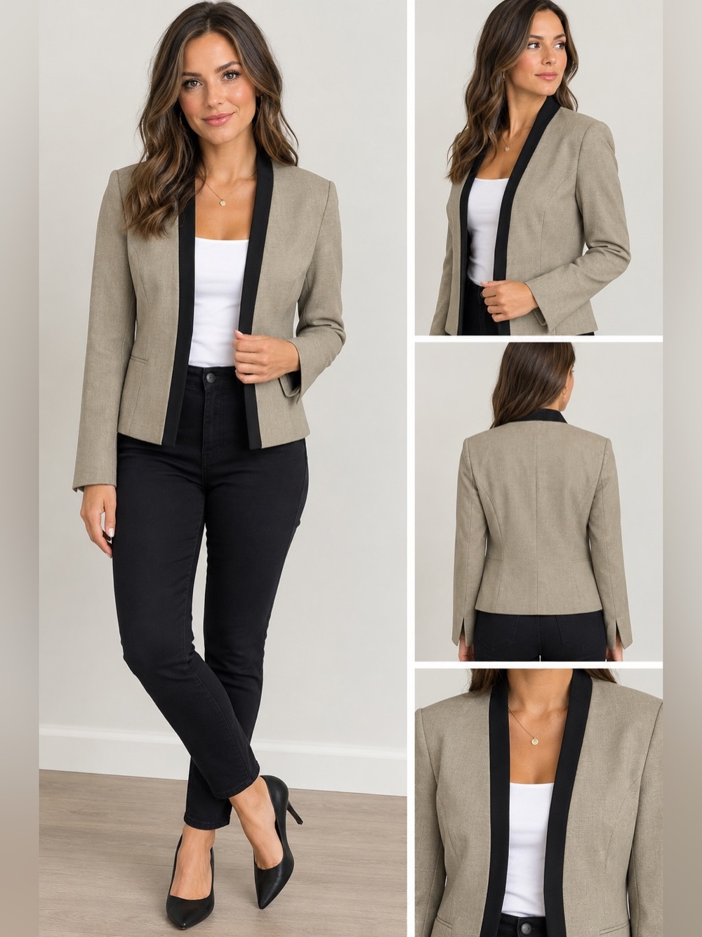 Evan Picone Black Label Open Front Blazer with pockets!